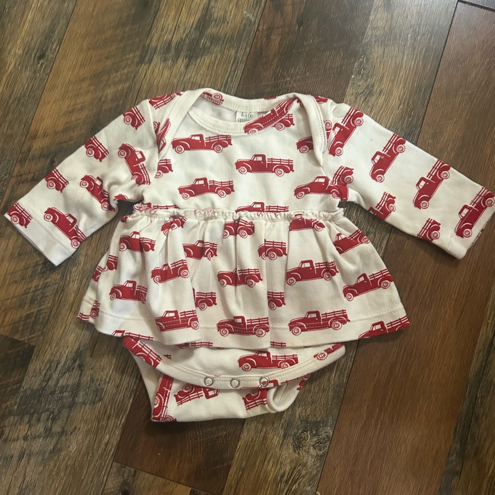 kate quinn Cream and Red Truck Print Diaper Cover